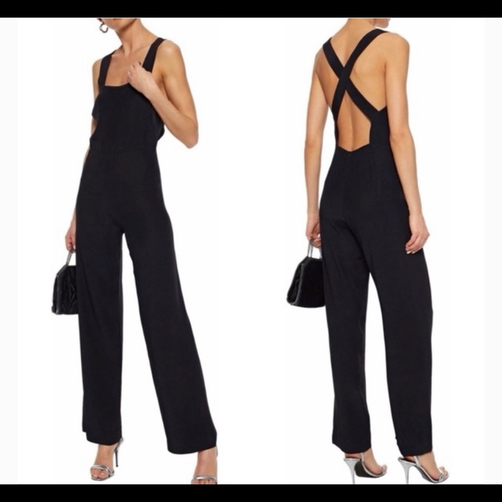 Staud Crepe de Chine Black jumpsuit.